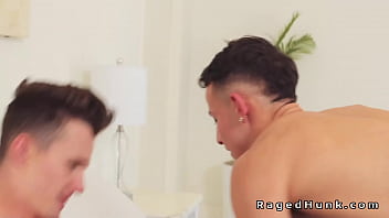 Preview 1 of Back Hung - Young gay models anal fuck in bed after photoshoot