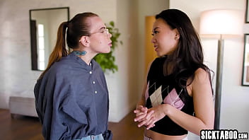 Preview 2 of Latex Onepiece - SickTaboo.com - Petite Asian teen Kimmy Kimm enjoyed ass licking by horny teen lesbian Alexis Tae