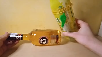 Preview 3 of Mom Son Friends Forced - Botella de lima con pito se folla al Licor43 y lo domina como la perrita que es