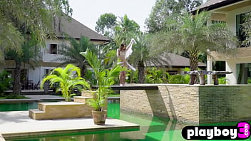 Preview 1 of Indian Aunty Remove Saree - Stunning petite MILF Demi Fray shows hot body during outdoor posing for the Playboy