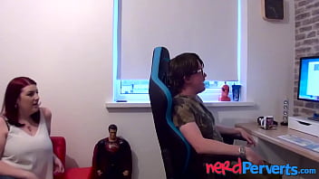 Preview 2 of Cock At Glory Hole - Busty redhead Lucy Lane sucking cock at nerd casting