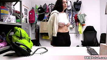 Preview 2 of Pickup Tigjt - Cute brunette Bella Luna caught thieveing and now she must offer her cute hairy pussy