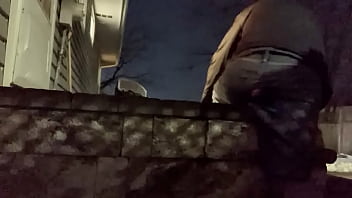 Preview 2 of Hot Kinkinjo Anal - Night time stretch on steps time lapse