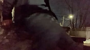 Preview 3 of Hot Kinkinjo Anal - Night time stretch on steps time lapse