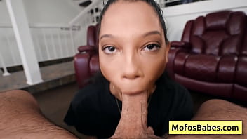Preview 1 of Www Pakistani Bloding Sex Com - Sexy busty black beauty girl suck huge white cock and gets fucked doggy style deep and rough - Eden West,  Charles Dera