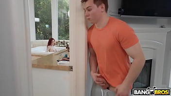 Preview 2 of Big Boobs Servant Cleaning Home - Spying on Stepmom
