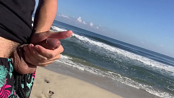 Preview 3 of The Femal Organsm Com - Two unknown girls look at my cock while I masturbate on the beach and I invite them to help me