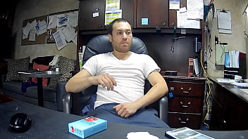 Preview 1 of Bedroom Sexxx - At work,  smelling my smelly feet and jerking/measuring my dick