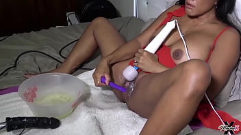 Preview 3 of Nadia Ali Romance - Busty Asian Persuasion! Maxine X Squirting With Her 24 Inch Dildo!