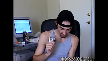 Preview 1 of Emo Teen Creampie - Hung Ian Madrox and Dustin Kilimin smoke cigars and jerk off