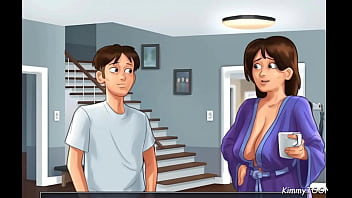 Preview 2 of Brother Sistar Sexy Video Desi - Summertime Saga - Pervert neighbour watches her and her slutty friend show off their big perky boobs wearing cheerleader uniforms