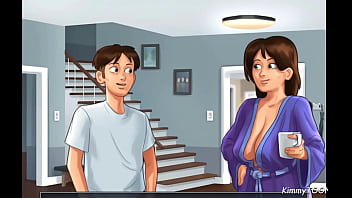 Preview 1 of Brother Sistar Sexy Video Desi - Summertime Saga - Pervert neighbour watches her and her slutty friend show off their big perky boobs wearing cheerleader uniforms