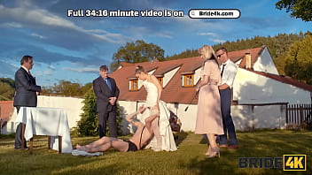 Preview 2 of Her Nylon Jizz Vietnamese - BRIDE4K. Shy bride with natural tits is fucked roughly in front of everyone in public