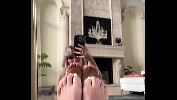 Preview 2 of Look Open - Asian And Latin Hottie Luna Luxe In Fishnet Lingerie Showing Off Her Sexy Feet