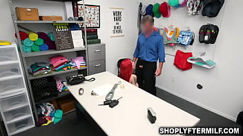 Preview 3 of Share Bed In Brithers - Pervy officer making a deal with hot milf shoplifter and fucks her