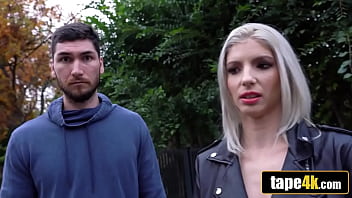 Preview 1 of Kerly Mantana - Dumb Blonde Hungarian Cuckolds Her Jealous Boyfriend For Cash
