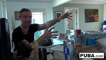 Preview 4 of Very Beautiful Girl Fuck Film - Brunette Dava fucks Chad Alva on a white couch