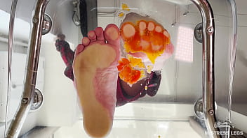 Preview 2 of Money Caatel - Squeezing juice from cherry tomatoes with my bare feet POV