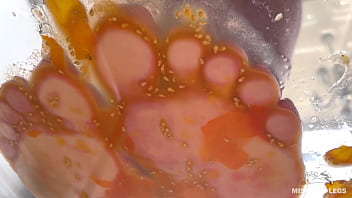 Preview 3 of Money Caatel - Squeezing juice from cherry tomatoes with my bare feet POV