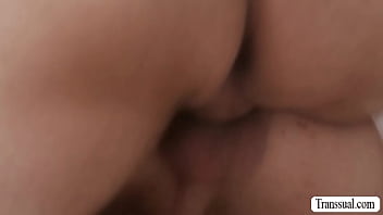 Preview 3 of Boops Sucking - Big tits TS bareback fucked by her new roommate