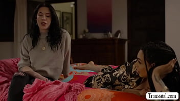 Preview 1 of Jakilen Farnands Bf - Latina Trans bangs her busty stepsister
