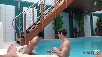 Preview 2 of Step Smol Mo - HUNT4K. Young bad bitch sucks dick and gets banged by the poolside
