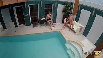 Preview 3 of Step Smol Mo - HUNT4K. Young bad bitch sucks dick and gets banged by the poolside