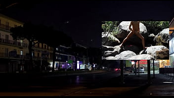 Preview 2 of Retro Lesbian Strapon Sex - Night billboard jerking