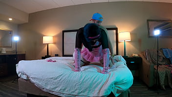 Preview 3 of Black Pov5 - Trans Woman in Chastity Fucked Bareback Doggystyle