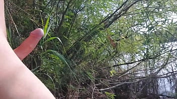 Preview 2 of Sva Son Mom - Twink boy found again a filled up condom while nude beach cruising so he put his dick in it &amp_ loaded