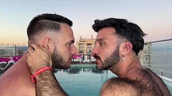 Preview 2 of Dope Bondage Public - Sweat sulfurous fuck between hairy guys