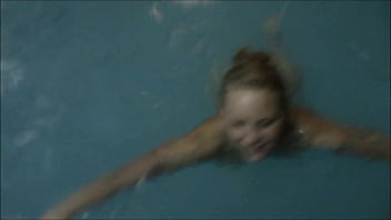 Preview 1 of Hairy Jaroslava Squirt - Swimming Naked &amp_ Fucked in a Public Pool While We Are Watched By Friends!
