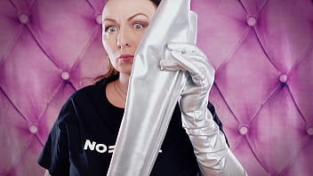 Preview 2 of Sister Booth Room - ASMR: long opera silver shiny gloves by Arya Grander. Fetish sounding free SFW video.