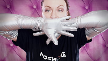 Preview 3 of Sister Booth Room - ASMR: long opera silver shiny gloves by Arya Grander. Fetish sounding free SFW video.