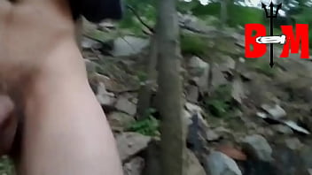Preview 2 of Big Ass Shemale Hot Fucked - Getting naked and making my big white cock cum in the woods!