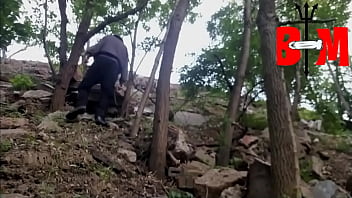 Preview 1 of Big Ass Shemale Hot Fucked - Getting naked and making my big white cock cum in the woods!