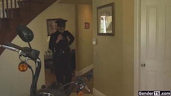 Preview 1 of Dudes Arab Girl Sex - Shemale cop Natalie Mars is cock sucked
