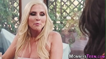 Preview 1 of Tied Strapon Pegging - Milfs lick teens pussy in threesome