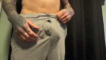 Preview 2 of Sneaks In To Give Him A Hand Job - The grey sweatpants treat me right.