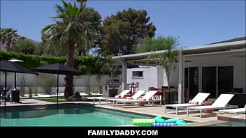 Preview 1 of Latino Maduro Con Jovencito Gay - FamilyDaddy - Stepdad and Stepson Pool Party Fuck Fest - Taylor Reign,  Isaac Parker,  Jack Bailey,  Derek Allen