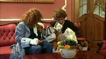 Preview 1 of Slowly Sleeping Xxx Videos Bp - 18th century: 2 horny gentlemen screw the maid in a DP