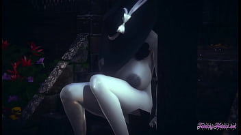 Preview 1 of Wow Bt - Resident Evil Hentai 3D - Lady Dimitresku fingering and squirting in a raining day - Japanese manga anime cartoon game porn