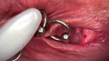 Preview 3 of Sister Fool - Really Close Up Macro my Pierced Clit and Pussy until get Very Wet and PEE go to inside my Pussy