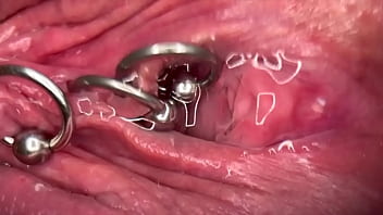 Preview 4 of Sister Fool - Really Close Up Macro my Pierced Clit and Pussy until get Very Wet and PEE go to inside my Pussy