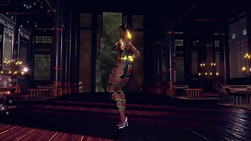 Preview 3 of Kathia Nobili Tina Hot - Busty Chun Li in slutty bodysuit solo dancing and posing in сhinese temple