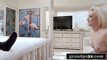 Preview 3 of Sixy Mojara - Petite Blondie Drains Her Pervy Stepgrandpa&#039_s Blue Balls (Lola Fae)