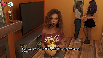 Preview 2 of Xxx 2girls 1mean Momcom - Elmwood University #05 - Kissing The Hot Black Girl At The College Party