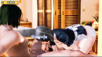 Preview 2 of Mother And Daughter Scissor6 - Hentai 3D - Super beauty maid get fuck with boss