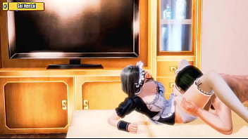 Preview 1 of Mother And Daughter Scissor6 - Hentai 3D - Super beauty maid get fuck with boss