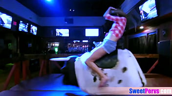 Preview 1 of Xnx Mom Hd - Petite teens Tessa Arias Hannah Heartleyand Stella May cowgirls wild rodeo on a big cocks